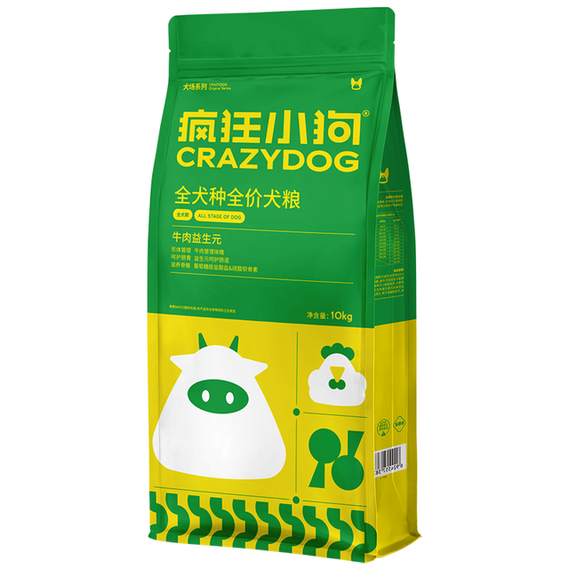 疯狂小狗 疯狂的小狗 经典系列 牛肉味全犬全阶段狗粮 10kg