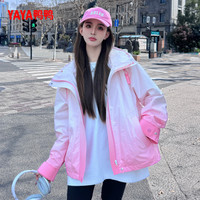 鸭鸭羽绒服 鸭鸭2025春季新品时尚休闲短款冲锋衣户外三防连帽宽松外套女