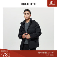 巴鲁特 Brloote 男士羽绒服 舒适保暖印花连帽白鹅绒外套