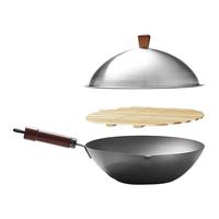 RIVER LIGHT 日本极 元祖系列 炒锅(32cm、无涂层、带蒸帘、铁)