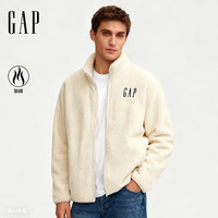 GAP男女装2025秋季logo抱抱绒拉链立领卫衣786538 米色 L (175/96A) 亚洲尺码