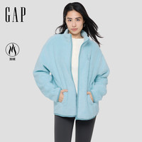 GAP男女装2025秋季logo抱抱绒拉链立领卫衣786538 淡蓝色 M (170/92A) 亚洲尺码