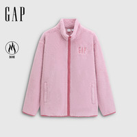 GAP男女装2025秋季logo抱抱绒拉链立领卫衣786538 粉色 2XL (185/104A) 亚洲尺码