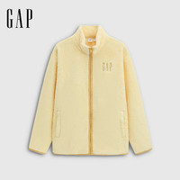 GAP男女装2025秋季logo抱抱绒拉链立领卫衣786538 淡黄色 L (175/96A) 亚洲尺码