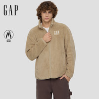GAP男女装2025秋季logo抱抱绒拉链立领卫衣786538 卡其色 XL (180/100A) 亚洲尺码