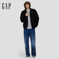 GAP男女装2025秋季logo抱抱绒拉链立领卫衣786538 黑色 2XL (185/104A) 亚洲尺码