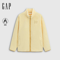 GAP男女装2025秋季logo抱抱绒拉链立领卫衣786538 淡黄色 S (165/88A) 亚洲尺码