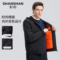 杉杉SHANSHAN棉服男秋冬季加厚保暖外套中青年男士商务休闲连毛长袖棉衣 黑色 2XL /185【建议170-200斤】
