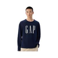 Gap男女装2025春季纯棉印花大logo长袖T恤内搭上衣美版725634 海军蓝 L 美码 XL亚洲码185/104A