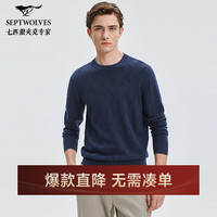 七匹狼 羊毛衫男士2025冬季新品时尚百搭提花圆领厚毛衣保暖舒适男装上衣