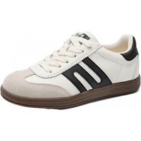 百丽(Belle)刘雯同款休闲舒适阿甘德训鞋女商场款百搭儿童板鞋13030A85 米色/黑 33 (215mm)