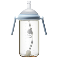 babycare 歪头奶瓶6个月1岁以生婴儿宝宝PPSU吸管奶瓶防摔防胀气水杯 冰川蓝300ml（直饮款，12月+）