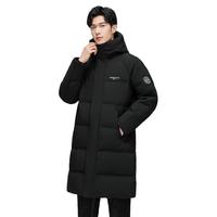 雪中飞 SNOWFLYING 男式连帽立领中长款羽绒服 X20141985F