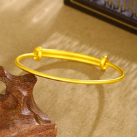 翠绿珠宝 黄金手镯 足金999古法大肚推拉手镯 三金五金