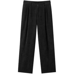gxgjeans 【限时五折】 美式灯芯绒宽松直筒简约休闲长裤 黑色