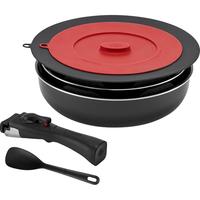 巴拉利尼（BALLARINI）可拆卸手柄套娃锅平底锅不粘锅煎锅家用锅具套装炒锅 可拆卸手柄锅具-4件套(黑色款)锅