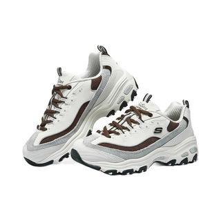 斯凯奇（Skechers）女鞋奶茶熊厚底增高老爹鞋百搭舒适潮流休闲运动鞋 乳白色/棕色/OWBR 37