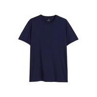 H&M男装T恤2025年春季简约休闲宽松修身圆领短袖打底衫0685816 深蓝色 185 M 175/100