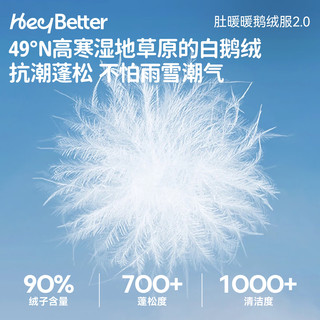HeyBetter儿童肚暖暖鹅绒羽绒服轻薄连帽防水防污男女童秋冬外套 水波蓝(灰蓝/深蓝) 160