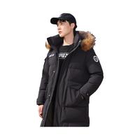 雅鹿许凯同款95鸭绒羽绒服男女同款2024冬季加厚大毛领保暖工装外套 黑色 170/M【252g充绒】