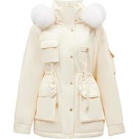 ONLY 【90鸭绒|狐狸毛领】冬季高品质气质连帽毛领派克短款羽绒服