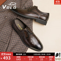 VOLO 犀牛男鞋商务正装皮鞋男士西装德比鞋2025新款增高软底新郎结婚鞋 卡其 40