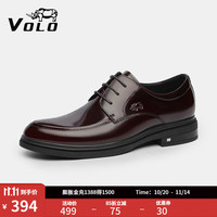 VOLO 犀牛男鞋商务正装鞋真皮西装皮鞋英伦德比鞋 酒红色286225332D 42