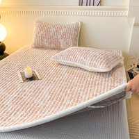 洁丽雅 立体浮雕绒床垫加厚保暖牛奶绒海绵垫子宿舍家用床褥冬季