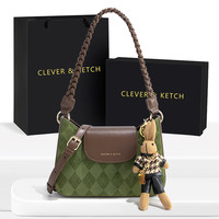 CLEVER&KETCH CLEVER & KETCH 包包女包斜挎单肩包百搭休闲法棍包  绿色