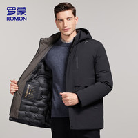 罗蒙(ROMON)棉服男士冬季潮流商务棉衣保暖棉袄外套中老年爸爸装MF78黑色4XL