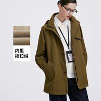 GIOVANNI VALENTINO 秋冬款收腰显瘦通勤防风宽松高级感连帽外套女士风衣