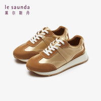 le saunda 莱尔斯丹 春季新款 复古拼色圆头休闲系带运动女鞋 5M21908