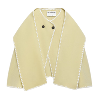 播短款毛呢外套冬季设计感两粒扣斜门襟上衣女DDQ4AD5528 Q40青瓷色 XS