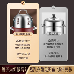 闪闪优品 304不锈钢小汤锅家用煮锅汤锅高汤锅小蒸锅带蒸笼电磁炉燃气灶用 304小汤锅 18cm