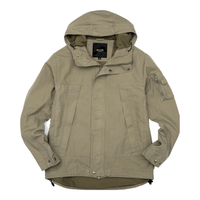 AKCLUB男装春季新复古回潮经典连帽帆布休闲外套男士夹克男工装2404213 卡其 S