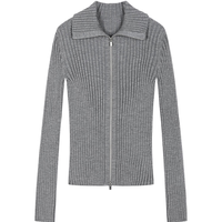 江南布衣 JNBY25秋毛衫修身开襟5P8312620 073/杂烟灰 L