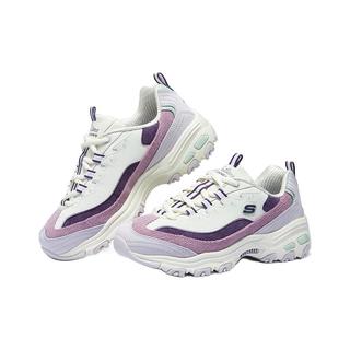 斯凯奇（Skechers）女鞋春季奶茶熊厚底增高老爹鞋百搭舒适潮流休闲运动鞋896276 紫色/多彩色/PRMT 37.5