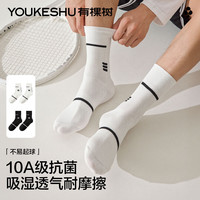 有棵树 YOUKESHU男士袜子男秋冬季纯棉中长筒袜10A抗菌防臭吸汗透气抗起球袜