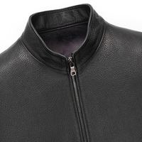 雪豹 真皮皮衣男头层鹿皮商务休闲轻奢老钱体制内翻领行政夹克外套 黑色 2XL / 52(180/100A)