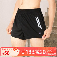 力为 LEEVy 运动短裤男跑步 田径三分运动短裤男夏 速干 043黑色白条纹/有内衬/无口袋