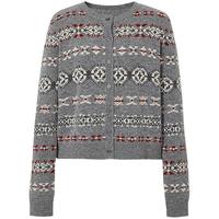 红袖 2025圣诞新年穿搭春季女装费尔岛单排扣圆领宽松慵懒针织开衫