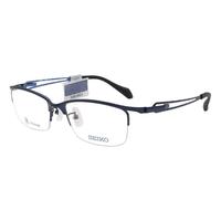 精工(SEIKO)眼镜框运动系列男女时尚半框钛材近视眼镜架HZ3602 154哑蓝 55mm 154哑蓝色/哑银