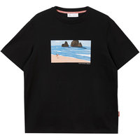 杰克·琼斯（JACK&JONES）夏纯棉直筒海滩图案印花时尚舒适简约T恤短袖男装224201045 黑色E40 常规 黑色E40 175/96A/M