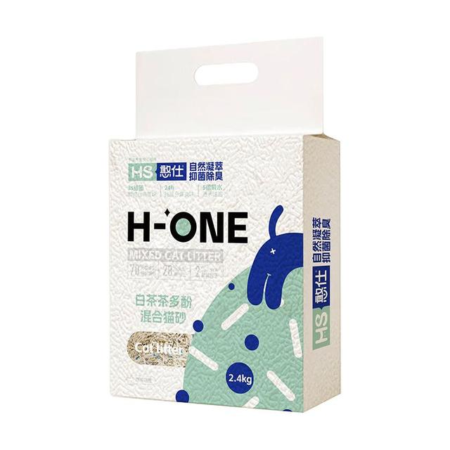 憨仕 白茶猫砂混合豆腐砂除臭强吸水结团猫沙膨润土低尘植物砂猫咪用品 白茶茶多酚2.4kg*2袋