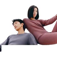 三枪保暖内衣男加绒加厚羊毛彩绒中老年女秋衣秋裤圆领保暖套装