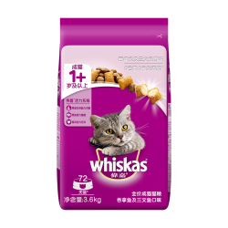 whiskas 成猫粮3.6kg吞拿鱼及三文鱼口味布偶加菲英短猫咪成猫全价粮