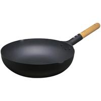 柳宗理(SORIYANAGI) 匠系列铁锅 平底炒锅无涂层炒锅不粘锅 燃气电磁炉通用 炒锅+玻璃锅盖 24cm