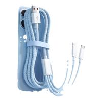 极客小K 一拖三120W超级快充充电线三合一车载100W/66W多头数据线适用于华为苹果荣耀mate5安卓ova闪充多车用