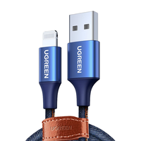 UGREEN 绿联 苹果数据线MFi认证充电线通用iPhoneSE2/11/Xs/XR/9/8手机iPad平板快充线 牛仔蓝 1.5米