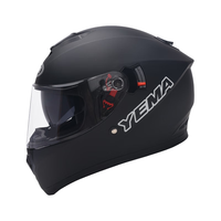 野马 摩托车头盔电动车全盔男女士四季机车3C认证成人骑行电瓶车帽 亚黑-透明镜 透明镜片